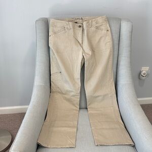 Lole Beige Flared Wide-Leg Jeans with Utility Pocket